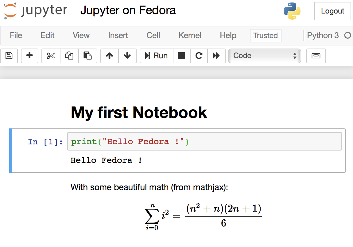 Jupyter 中的一个简单的 Notebook